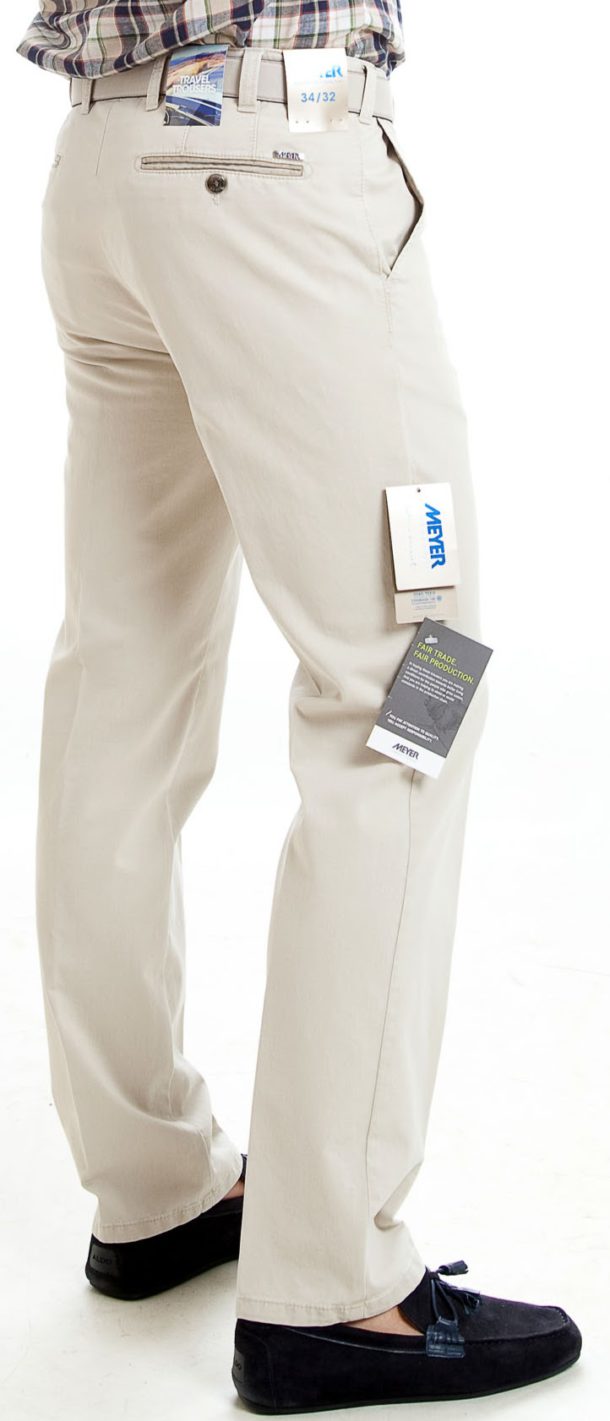 Meyer Oslo Fit Trousers - Cream - Image 4