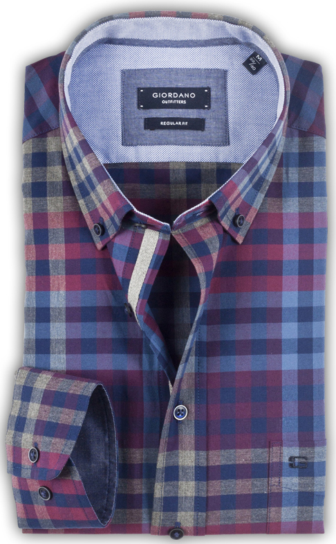 Giordano - Roosevelt Twill Check Shirt - Red