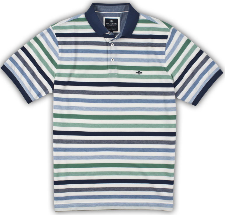 Baileys Striped Polo Shirt - Blue & Green - Birtchnells