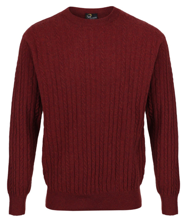 Massoti 100% Lambswool Fine Knit Cable - Crew Neck - Image 2