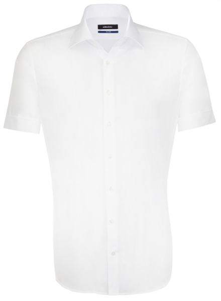 Seidensticker Shaped Fit Short Sleeve Shirt - White - Birtchnells