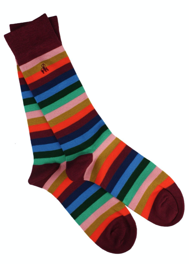 Swole Panda Bamboo Socks - Multi Fine Stripe - Birtchnells