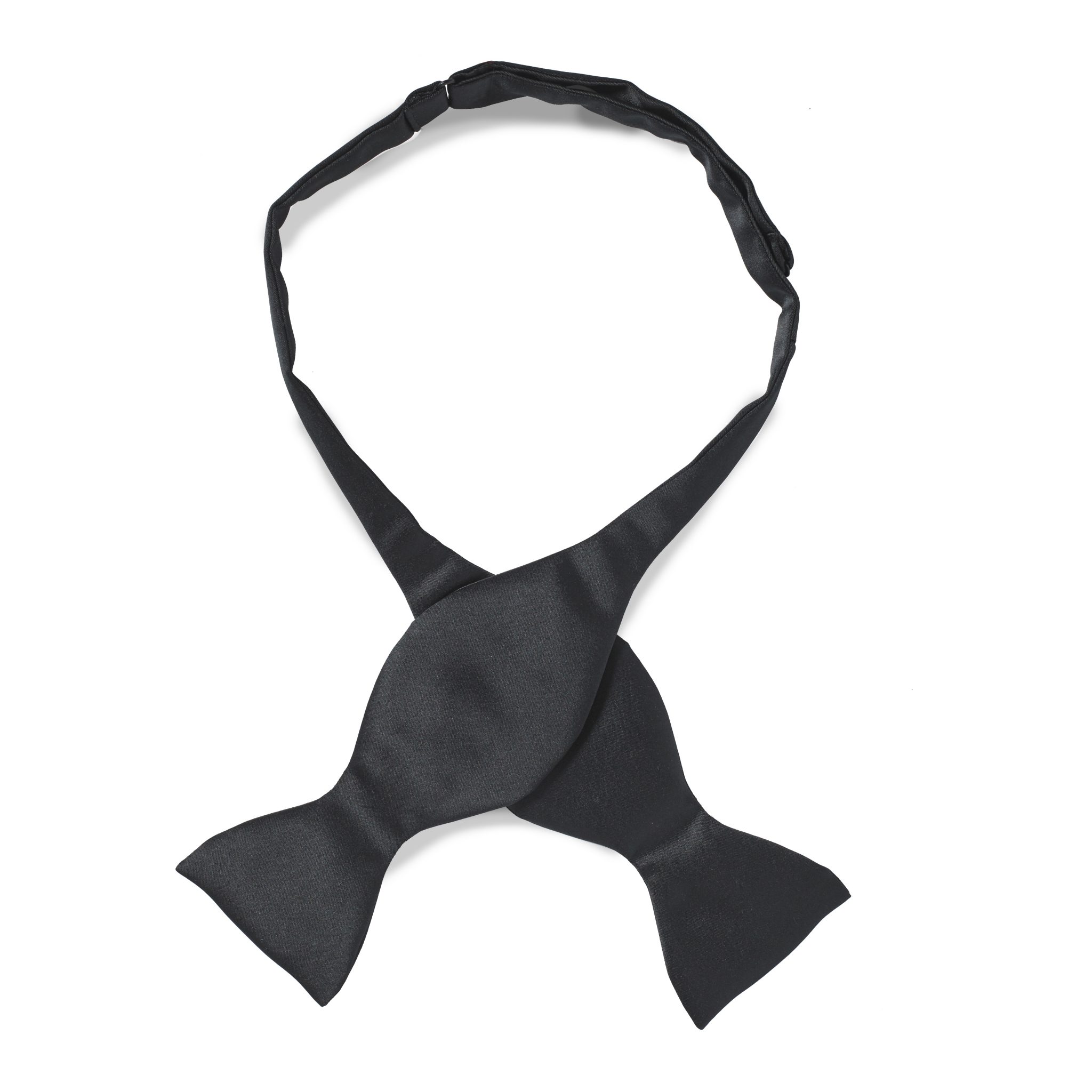 Hunt & Holditch Poly Satin Tie Yourself Bow Tie - Black - Birtchnells