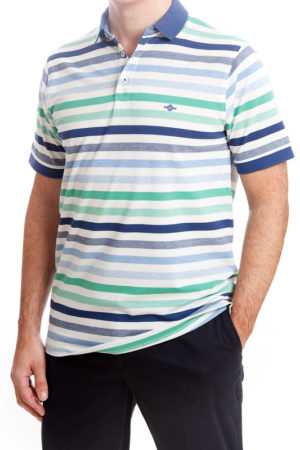 Baileys Striped Polo Shirt - Blue & Green