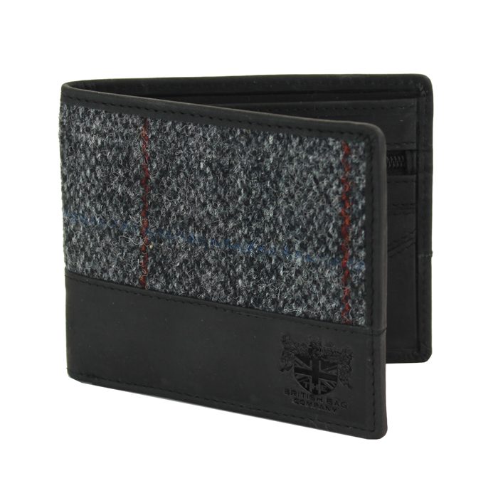 British Bag Company - Harris Tweed Black and Grey Wallet
