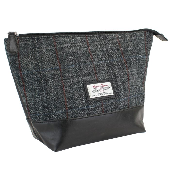 British Bag Company - Harris Tweed Black and Grey Wash Bag