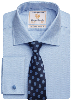 Brook Taverner Andora Double Cuff Herringbone - Blue