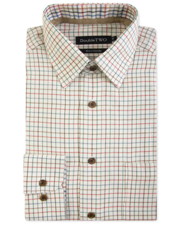 Double Two Brushed 100% Cotton Shirt - Brown Check