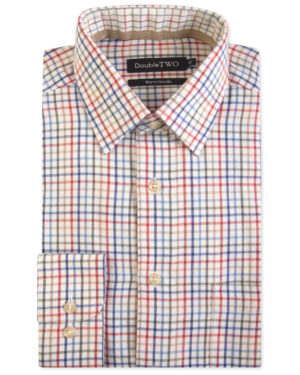 Double Two Brushed 100% Cotton Shirt -Rust Check
