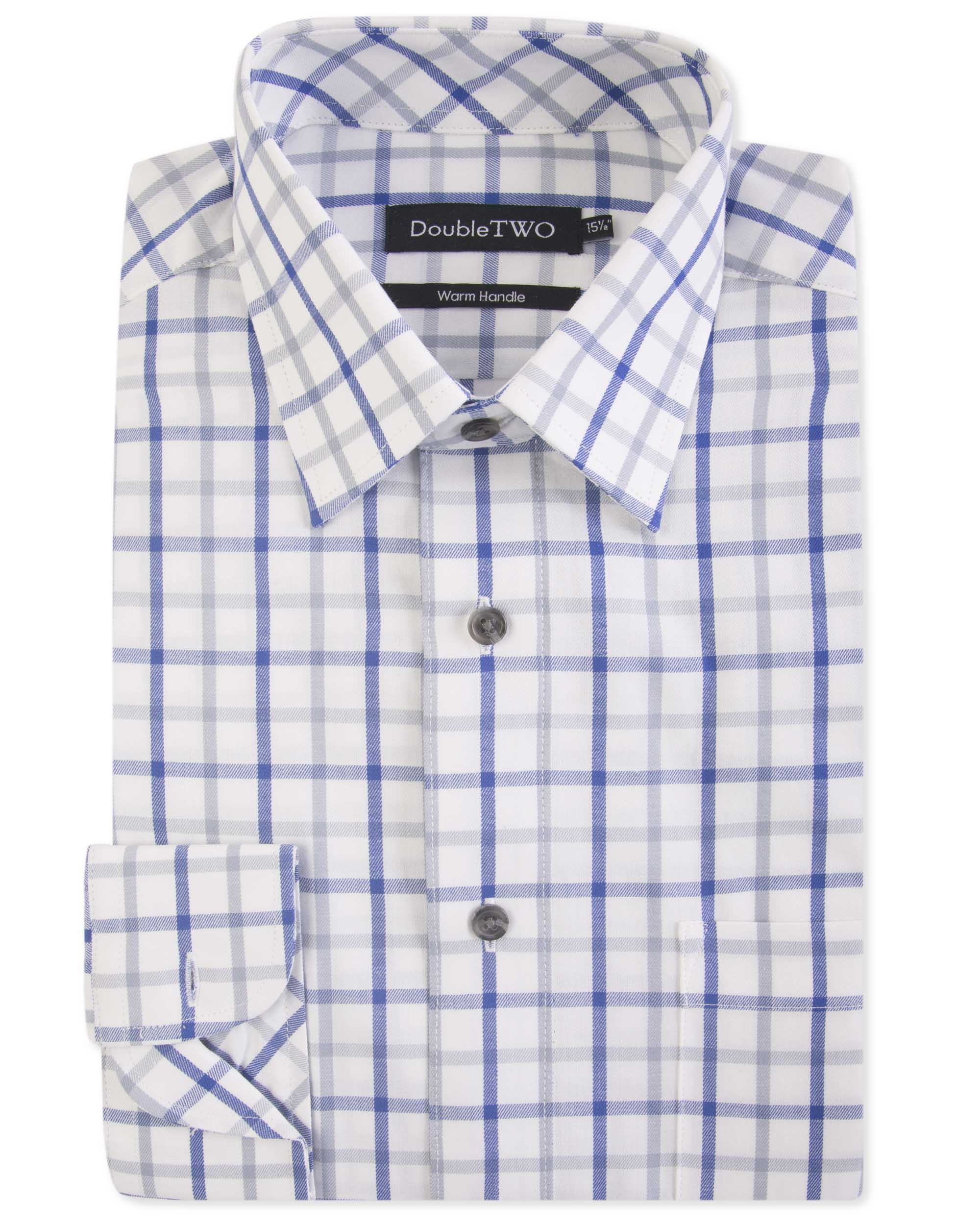 Double Two Brushed 100% Cotton Shirt - Navy Check - Birtchnells