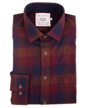 Double Two Soft Check 100% Cotton Shirt - Navy & Red