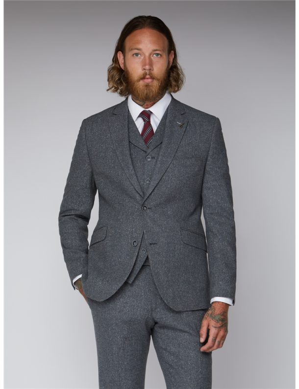 Peaky Blinders Inspired Suit Jacket - Gunmetal Grey Fleck - Image 2