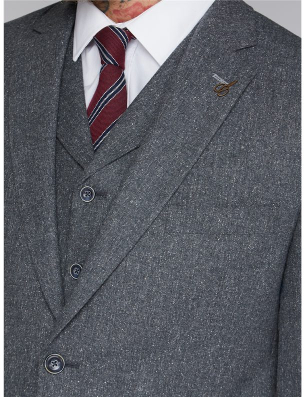 Peaky Blinders Inspired Suit Jacket - Gunmetal Grey Fleck - Image 3