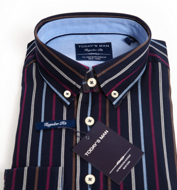 Today's Man Long Sleeved Shirt - Multi Stripe - Image 2