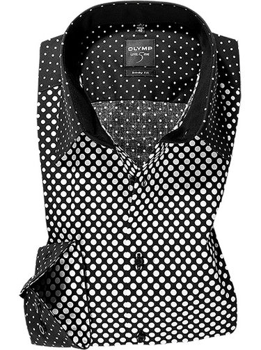 OLYMP Level Five Slim Fit Shirt - Black and White Spots - Birtchnells