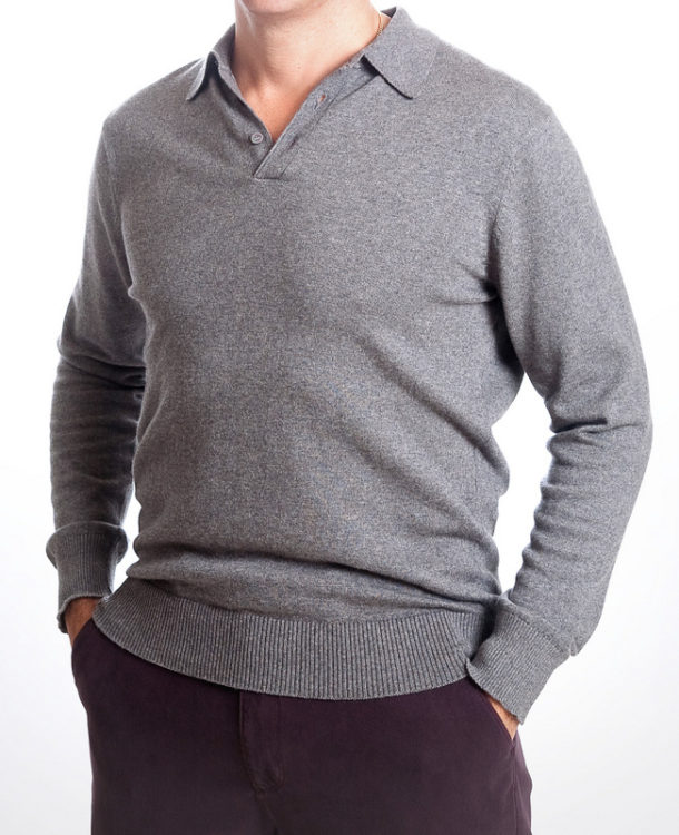 Orlo Vivo  Cotton and Cashmere -  3 Button Polo - Image 2