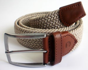 Profuomo Woven Belt With Leather Trim