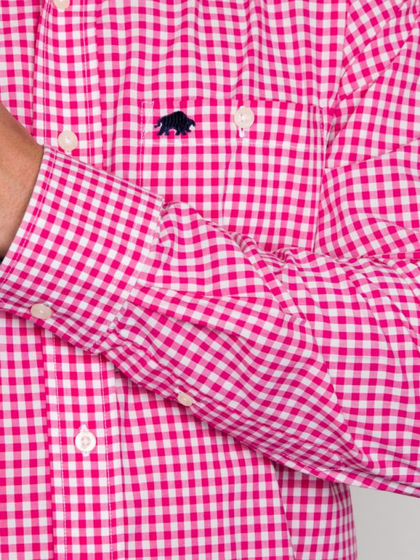 Raging Bull Signature Gingham Shirt - Vivid Pink - Image 4