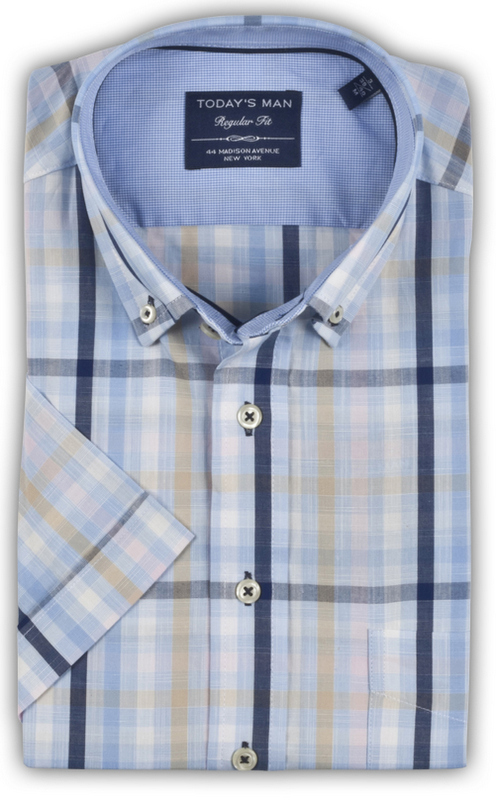 Today's Man Short Sleeved Shirt - Multi Coloured Check