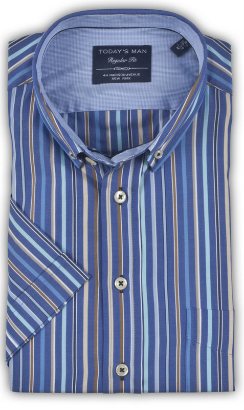 Today's Man Short Sleeved Shirt - Multi Striped