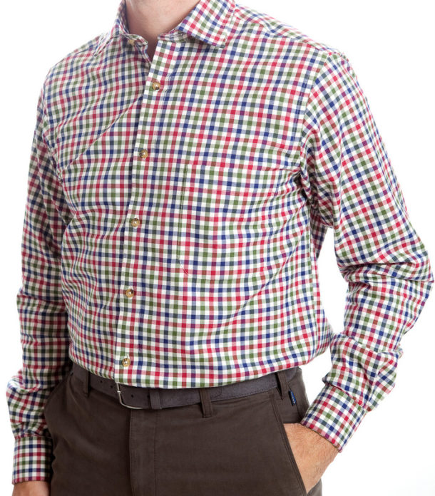 Viyella Brushed Cotton Shirt - Green and Red Check - Image 2
